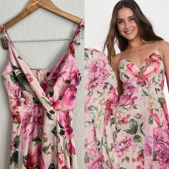 Season of love pink floral maxi dress gown XS - Picture 3 of 9